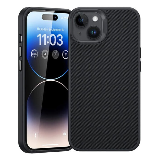 iPhone 15 Smooth & Sleek Finish Soft Carbon Case - Black