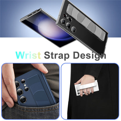 Samsung Galaxy S23 Ultra Hard PC Case with Luxury Elastic Silicone Wrist Strap - Transparent