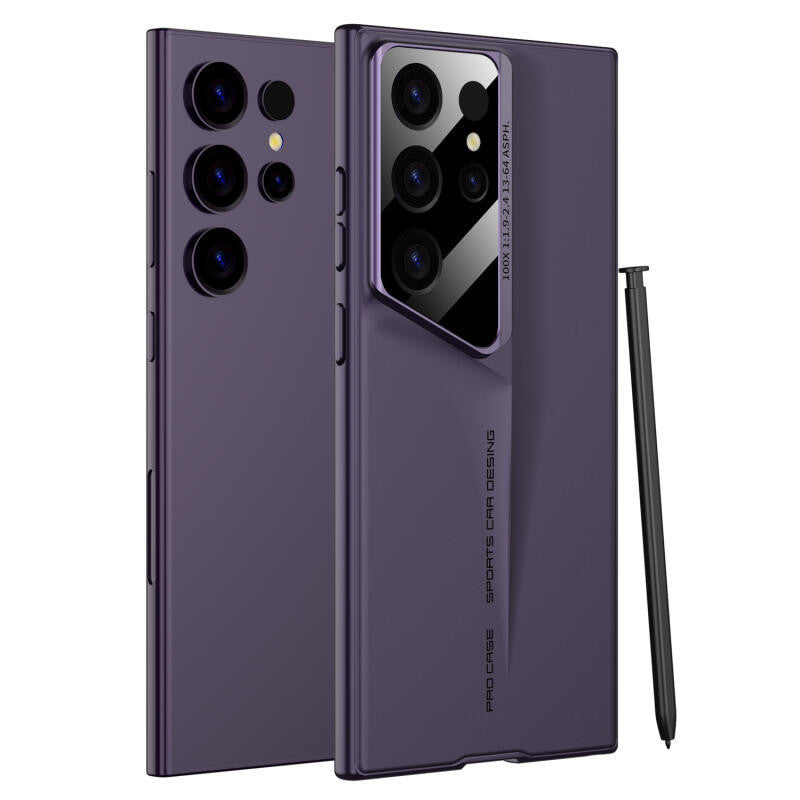 Samsung Galaxt S23 Ultra Super Blade Luxury Slim Car Case with Camera Glass Finish - Purple