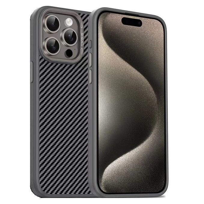 iPhone 15 Pro Smooth & Sleek Finish Soft Carbon Textured Case - Titanium