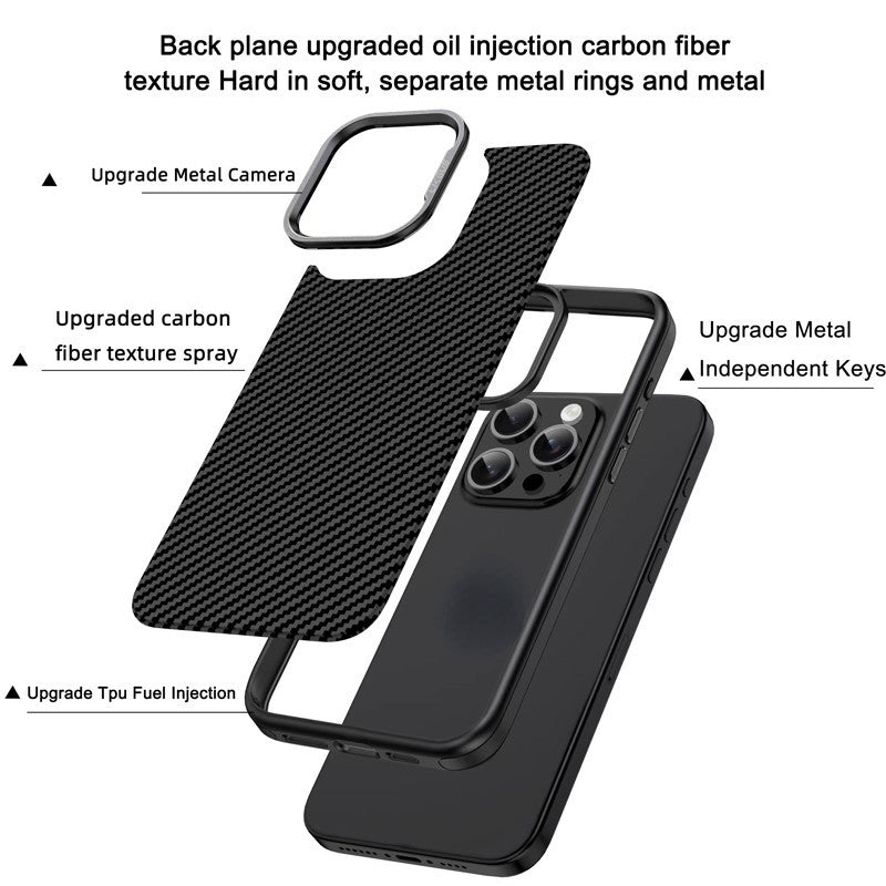 iPhone 15 Pro Smooth & Sleek Finish Soft Carbon Textured Case - Black