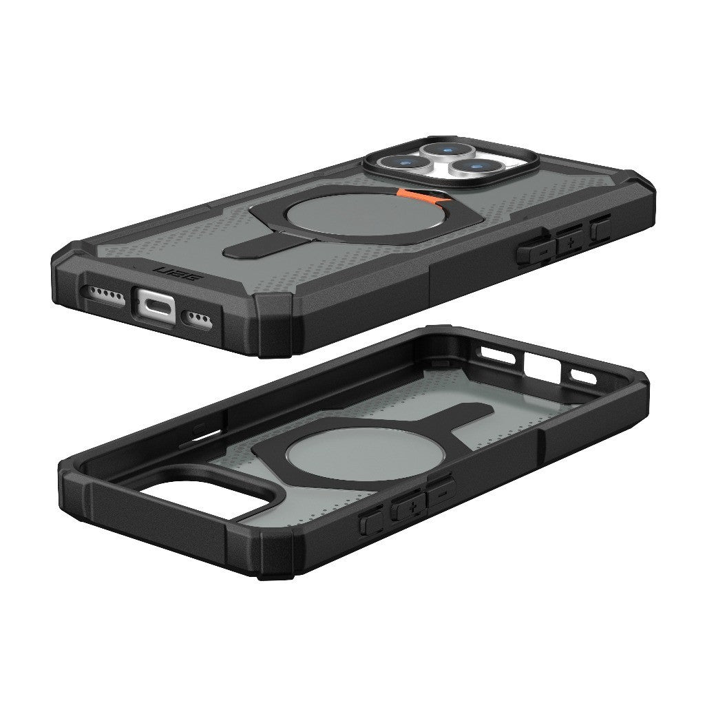 iPhone 15 UAG Plasma XTE Rugged Armor with MagSafe & Metal Kickstand - Ice Clear