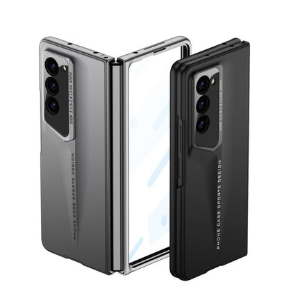 Samsung Galaxy Z Fold 6 Ultrathin Car Style PC Case with Camera & Front Glass Protection - Gray