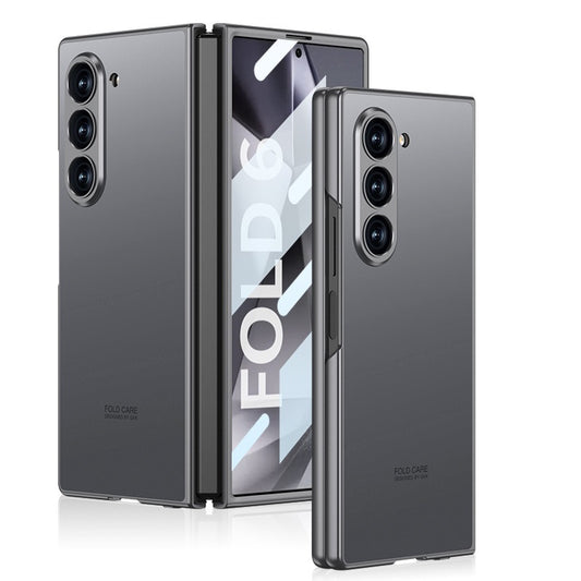 Samsung Galaxy Z Fold 6 Matte Frosted Shine Case with Camera & Front Glass Protection - Gray