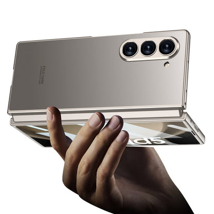 Samsung Galaxy Z Fold 6 Matte Frosted Shine Case with Camera & Front Glass Protection - Gold