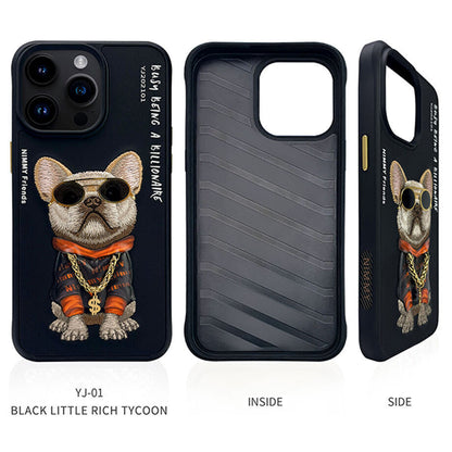 iPhone 14 Pro Nimmy Embroidery Shockproof Glass Series Case - Dog