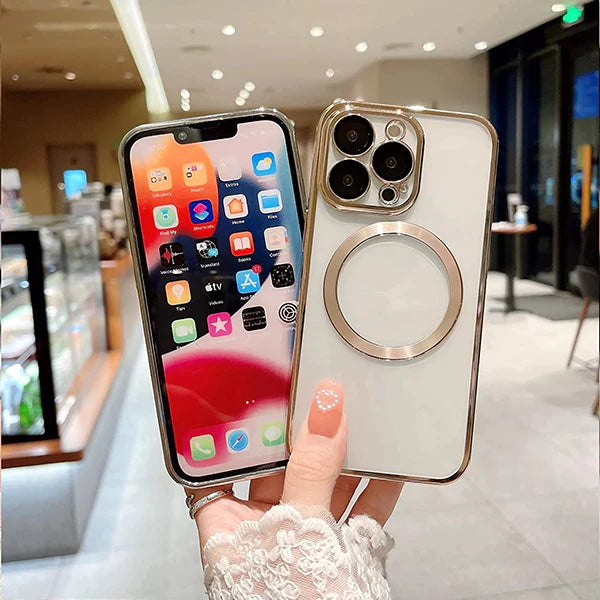 iPhone 13 Pro Transparent Electroplating Case with Camera Protection - Gold