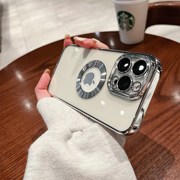 iPhone 13 Pro Transparent Electroplating Case with Camera Protection - Silver