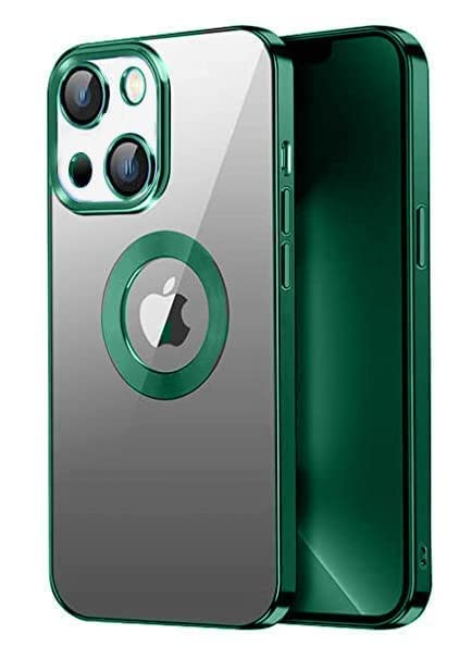 iPhone 14 Max Transparent Electroplating Case with Camera Protection - Green