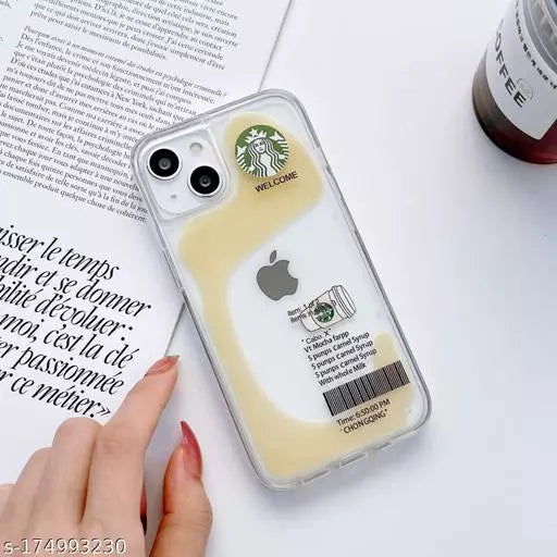 iPhone 14 Transparent Starbucks Case with Floating Cup - Milk