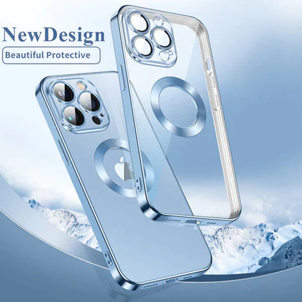 iPhone 13 Pro Transparent Electroplating Case with Camera Protection - Silver