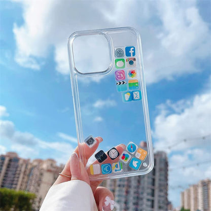 iPhone 14 Floating App Icon with Sand Case - Transparent