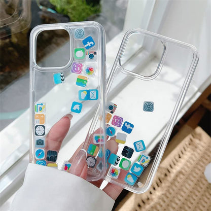 iPhone 14 Floating App Icon with Sand Case - Transparent