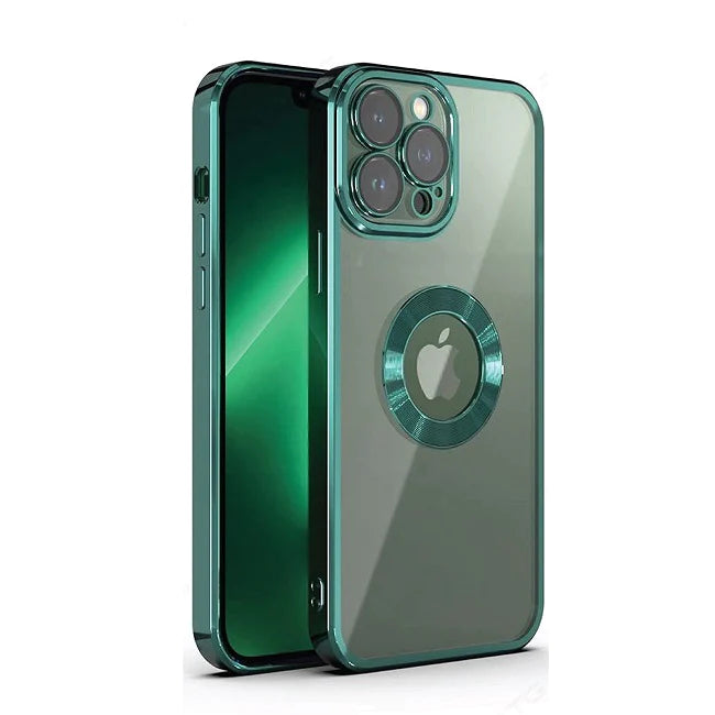 iPhone 13 Pro Transparent Electroplating Case with Camera Protection - Green