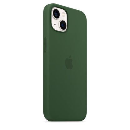 iPhone 14 Max Liquid Silicon Case with Inner Fabric - Green