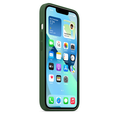 iPhone 14 Silicon Case with Inner Fabric - Green