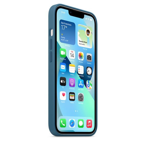 iPhone 14 Silicon Case with Inner Fabric - Blue