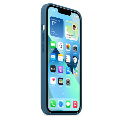 iPhone 14 Silicon Case with Inner Fabric - Blue