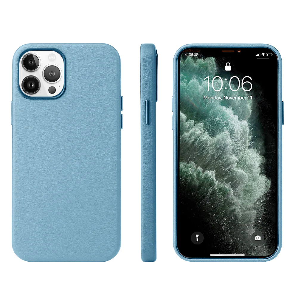 iPhone 13 Pro Max Original Leather Case - Sierra Blue