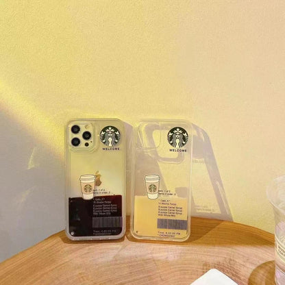 iPhone 14 Transparent Starbucks Case with Floating Cup - Milk