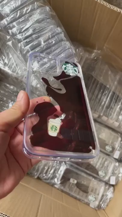 iPhone 13 Pro Transparent Starbucks Back Cover Case with Floating Cup - Caremal