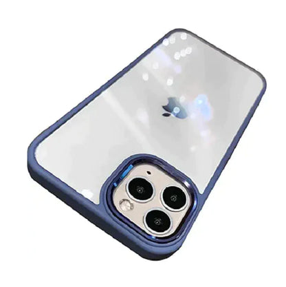 iPhone 14 Soft Hybrid Transparent Metal Camera Protection Case - Blue