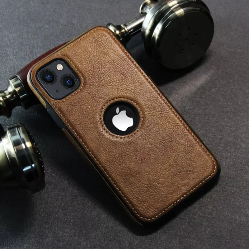 iPhone 13 Classic Leather Case with Luxury Elegant Look - Brown