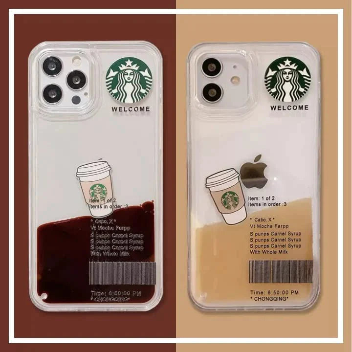 iPhone 13 Pro Max Starbucks Coffee Case with Floating Cup - Caramel