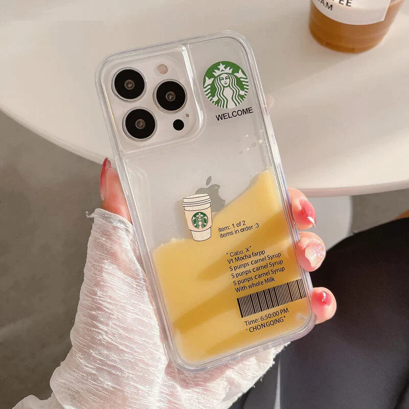 iPhone 13 Pro Max Starbucks Coffee Case with Floating Cup - Caramel