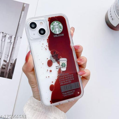 iPhone 14 Transparent Starbucks Case with Floating Cup - Caramel