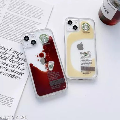 iPhone 14 Max Transparent Starbucks Case with Floating Cup - Caramel