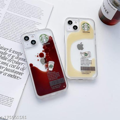 iPhone 14 Transparent Starbucks Case with Floating Cup - Milk